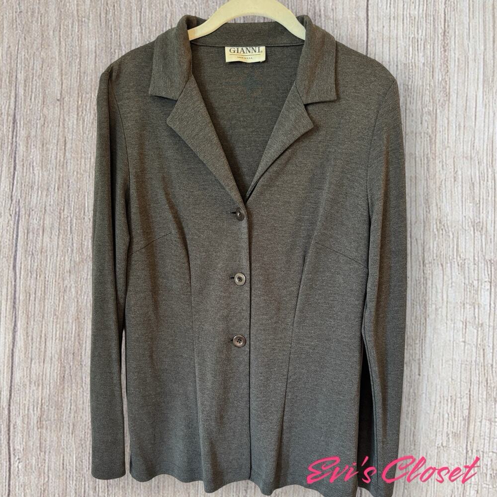 Gianni Women's Vintage Cardigan Size 14 Grey Brown 3 Button Made USA